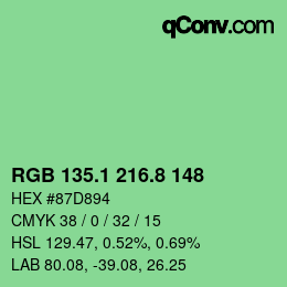 カラーコード: RGB 135.1 216.8 148 | qconv.com