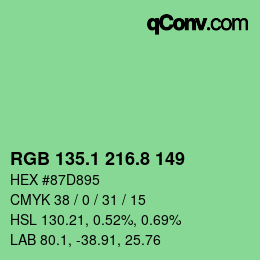 カラーコード: RGB 135.1 216.8 149 | qconv.com