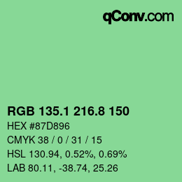 カラーコード: RGB 135.1 216.8 150 | qconv.com