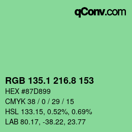 カラーコード: RGB 135.1 216.8 153 | qconv.com