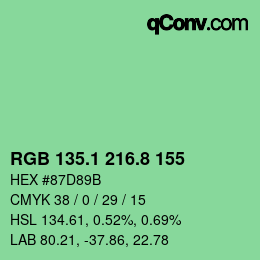 カラーコード: RGB 135.1 216.8 155 | qconv.com