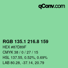 カラーコード: RGB 135.1 216.8 159 | qconv.com