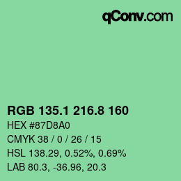 カラーコード: RGB 135.1 216.8 160 | qconv.com