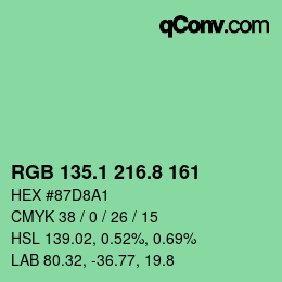 カラーコード: RGB 135.1 216.8 161 | qconv.com