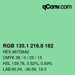 カラーコード: RGB 135.1 216.8 162 | qconv.com
