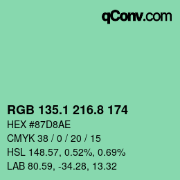 カラーコード: RGB 135.1 216.8 174 | qconv.com
