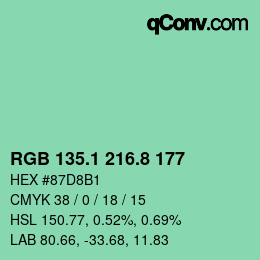 Color code: RGB 135.1 216.8 177 | qconv.com