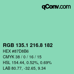 Farbcode: RGB 135.1 216.8 182 | qconv.com