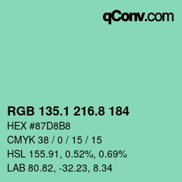 カラーコード: RGB 135.1 216.8 184 | qconv.com