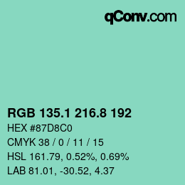 Code couleur: RGB 135.1 216.8 192 | qconv.com