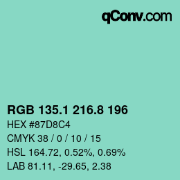 Color code: RGB 135.1 216.8 196 | qconv.com