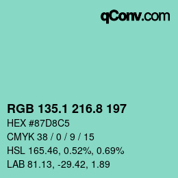 Color code: RGB 135.1 216.8 197 | qconv.com