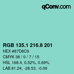 Farbcode: RGB 135.1 216.8 201 | qconv.com