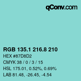Color code: RGB 135.1 216.8 210 | qconv.com