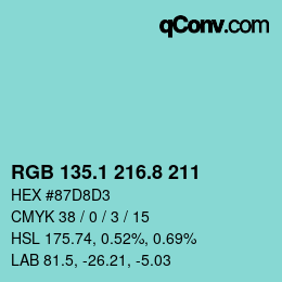 Color code: RGB 135.1 216.8 211 | qconv.com