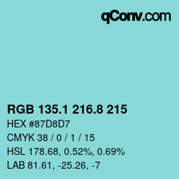 Color code: RGB 135.1 216.8 215 | qconv.com