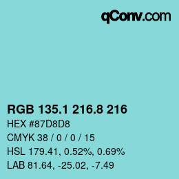Código de color: RGB 135.1 216.8 216 | qconv.com
