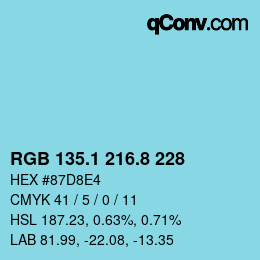 カラーコード: RGB 135.1 216.8 228 | qconv.com