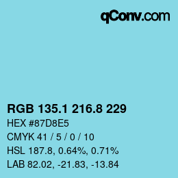 カラーコード: RGB 135.1 216.8 229 | qconv.com