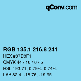 Farbcode: RGB 135.1 216.8 241 | qconv.com