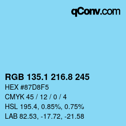 Color code: RGB 135.1 216.8 245 | qconv.com