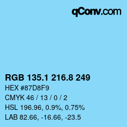 Color code: RGB 135.1 216.8 249 | qconv.com