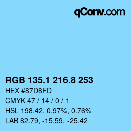 カラーコード: RGB 135.1 216.8 253 | qconv.com