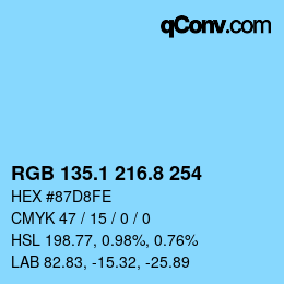 Farbcode: RGB 135.1 216.8 254 | qconv.com