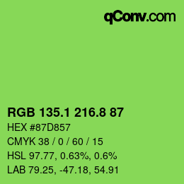 カラーコード: RGB 135.1 216.8 87 | qconv.com