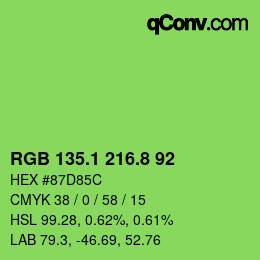 カラーコード: RGB 135.1 216.8 92 | qconv.com