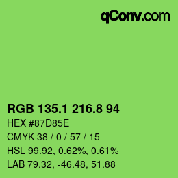 カラーコード: RGB 135.1 216.8 94 | qconv.com