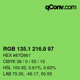 カラーコード: RGB 135.1 216.8 97 | qconv.com