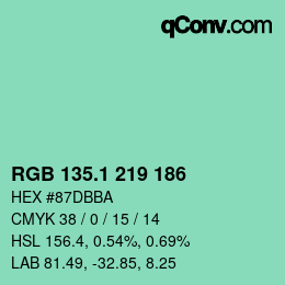 カラーコード: RGB 135.1 219 186 | qconv.com