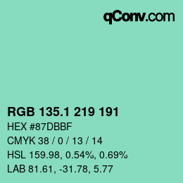 カラーコード: RGB 135.1 219 191 | qconv.com