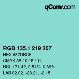 カラーコード: RGB 135.1 219 207 | qconv.com