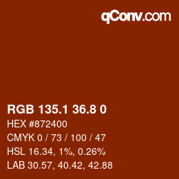 Farbcode: RGB 135.1 36.8 0 | qconv.com