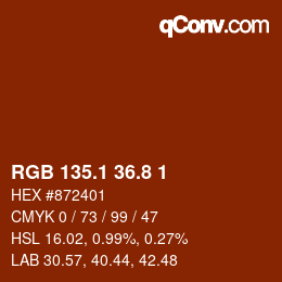 Color code: RGB 135.1 36.8 1 | qconv.com