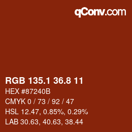 カラーコード: RGB 135.1 36.8 11 | qconv.com
