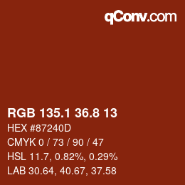 Color code: RGB 135.1 36.8 13 | qconv.com