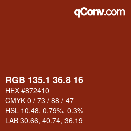 カラーコード: RGB 135.1 36.8 16 | qconv.com