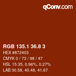 Color code: RGB 135.1 36.8 3 | qconv.com