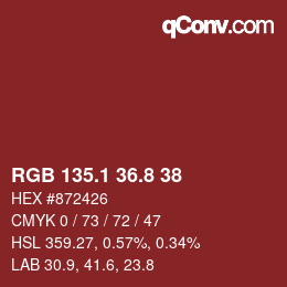Color code: RGB 135.1 36.8 38 | qconv.com