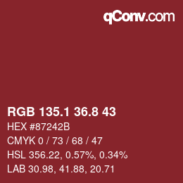 Color code: RGB 135.1 36.8 43 | qconv.com