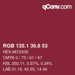 Color code: RGB 135.1 36.8 53 | qconv.com