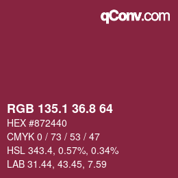 カラーコード: RGB 135.1 36.8 64 | qconv.com