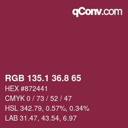 カラーコード: RGB 135.1 36.8 65 | qconv.com