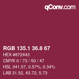 カラーコード: RGB 135.1 36.8 67 | qconv.com
