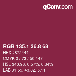 カラーコード: RGB 135.1 36.8 68 | qconv.com