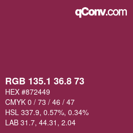 カラーコード: RGB 135.1 36.8 73 | qconv.com