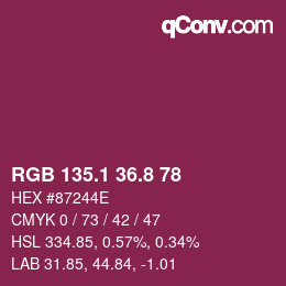 カラーコード: RGB 135.1 36.8 78 | qconv.com